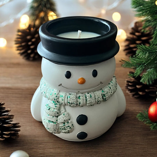 Handcrafted Snowman Candle: Jack Frost (Peppermint + Vanilla)