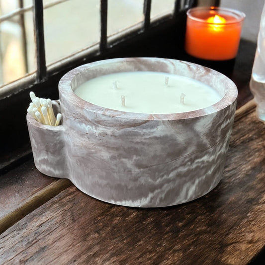 Home Sweet Home: 4-Wick Luxury Candle w/ Match Holder